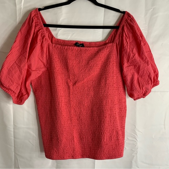 NWoT Jessica Simpson Smocked Coral Off the Shoulder Blouse, size 2XL - Picture 10 of 10